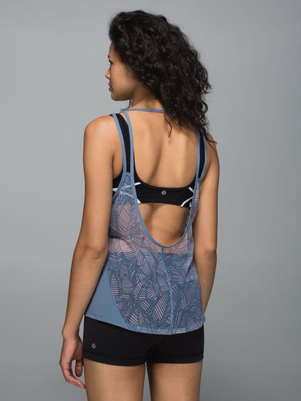 Lululemon COOL TO STREET TANK in Blue Denim Mesh Yoga Pilates Lightweight